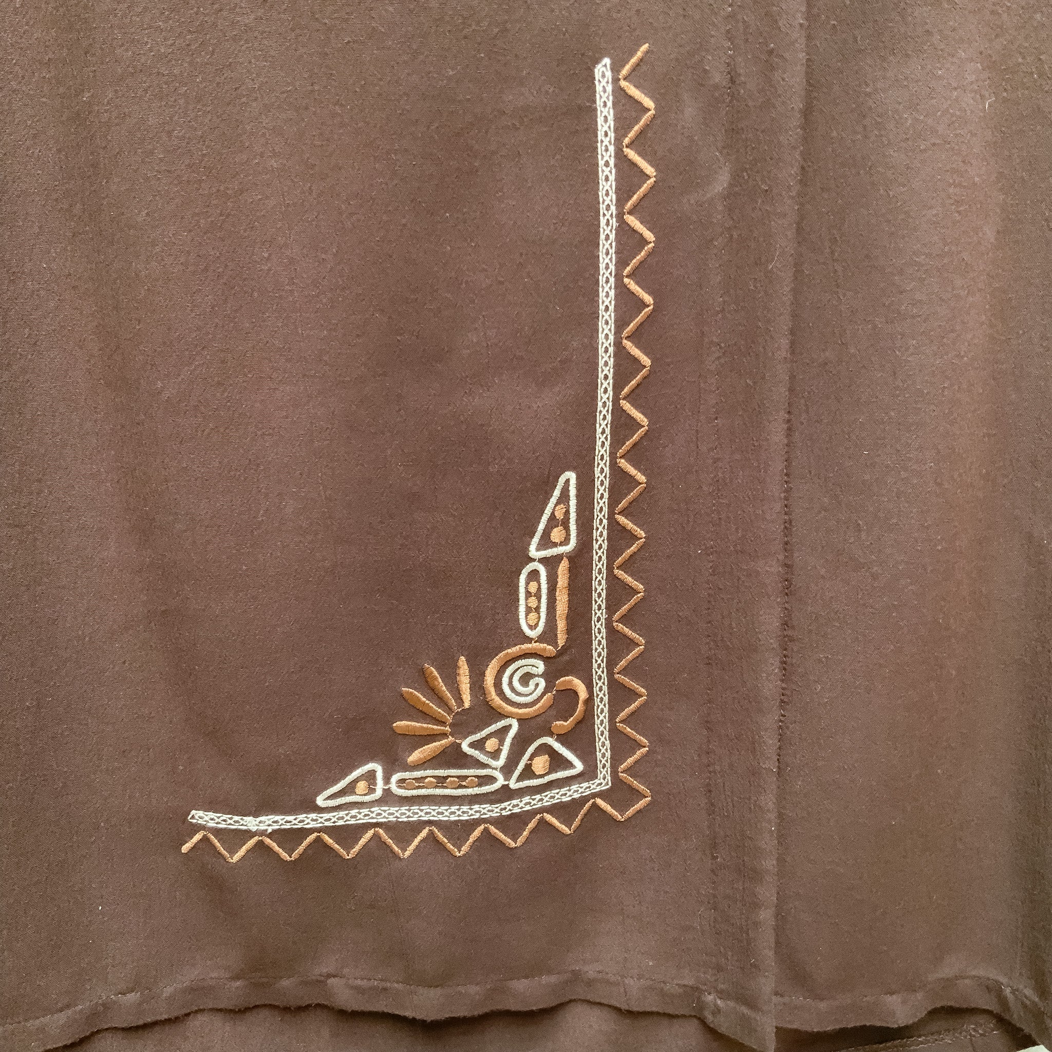 Vintage MILLERS Brown Embroidered Wrap Maxi Skirt - Size 10