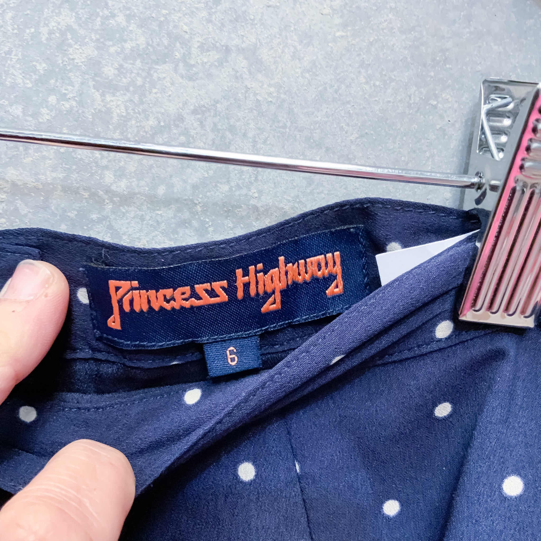 PRINCESS HIGHWAY Ladies Navy Blue Polka Dot A-Line Mini Skirt - Size 6