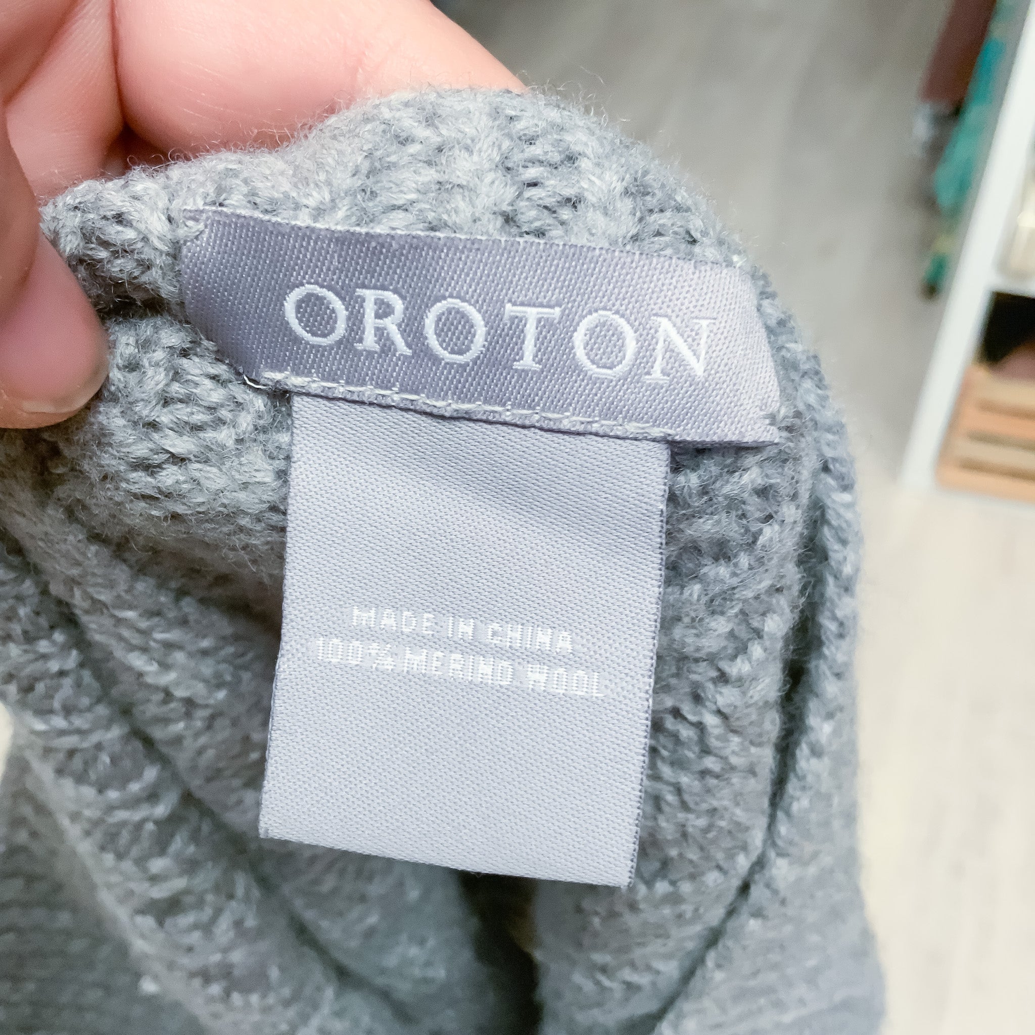 OROTON Grey Merino Wool Neck Warmer - One Size