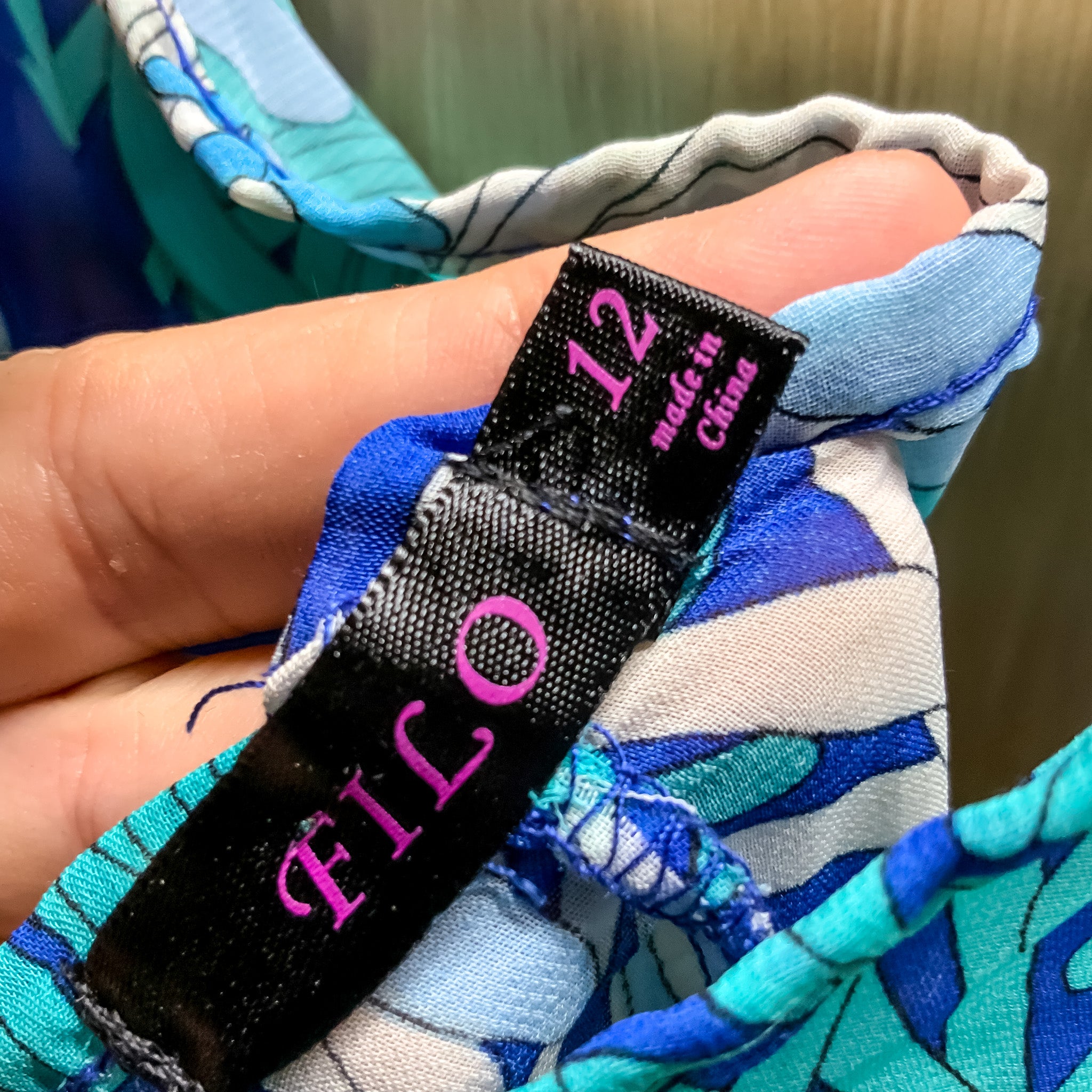 FILO Cold Shoulder Tropical Print Blue Kaftan Dress - Size 12