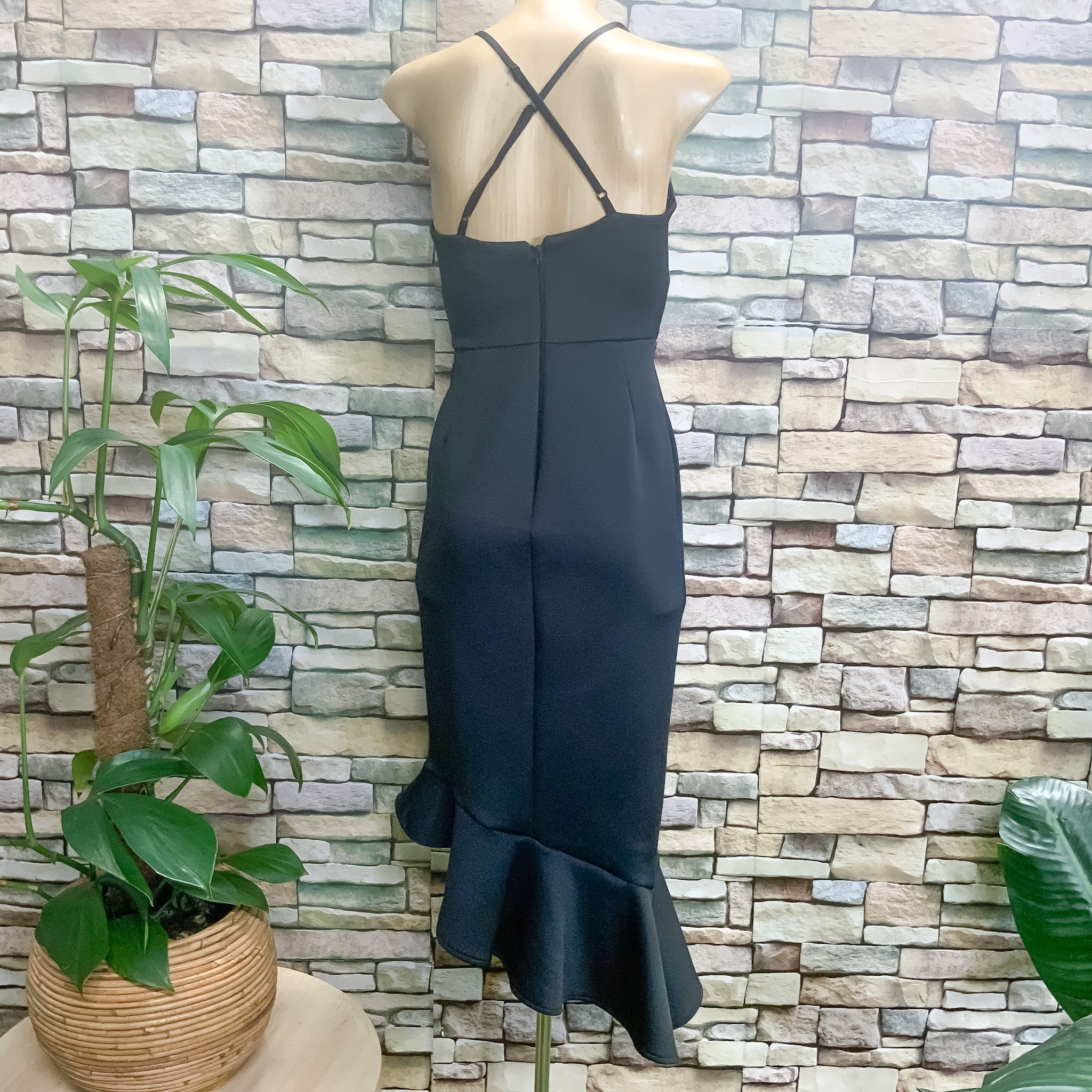 ASOS Mermaid Cut Sateen Black Asymmetrical Cocktail/Formal Dress - Size 10