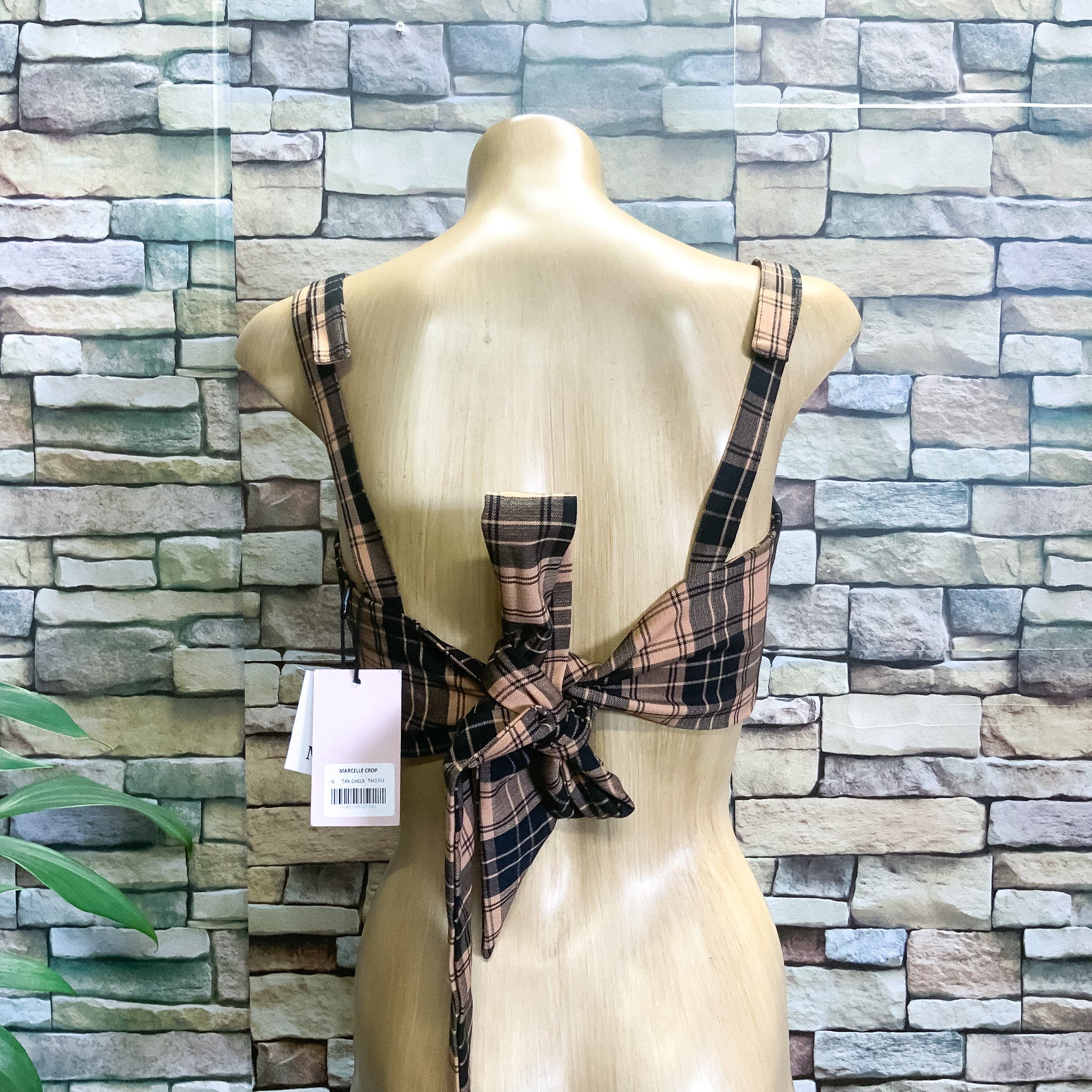 BNWT TIGER MIST Plaid ‘MARCELLE’ Tie Back Preppy Cropped Top - Size S