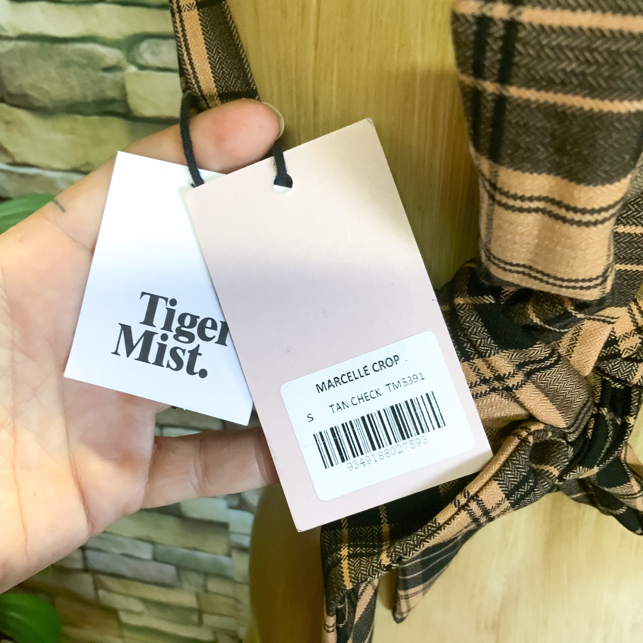 BNWT TIGER MIST Plaid ‘MARCELLE’ Tie Back Preppy Cropped Top - Size S