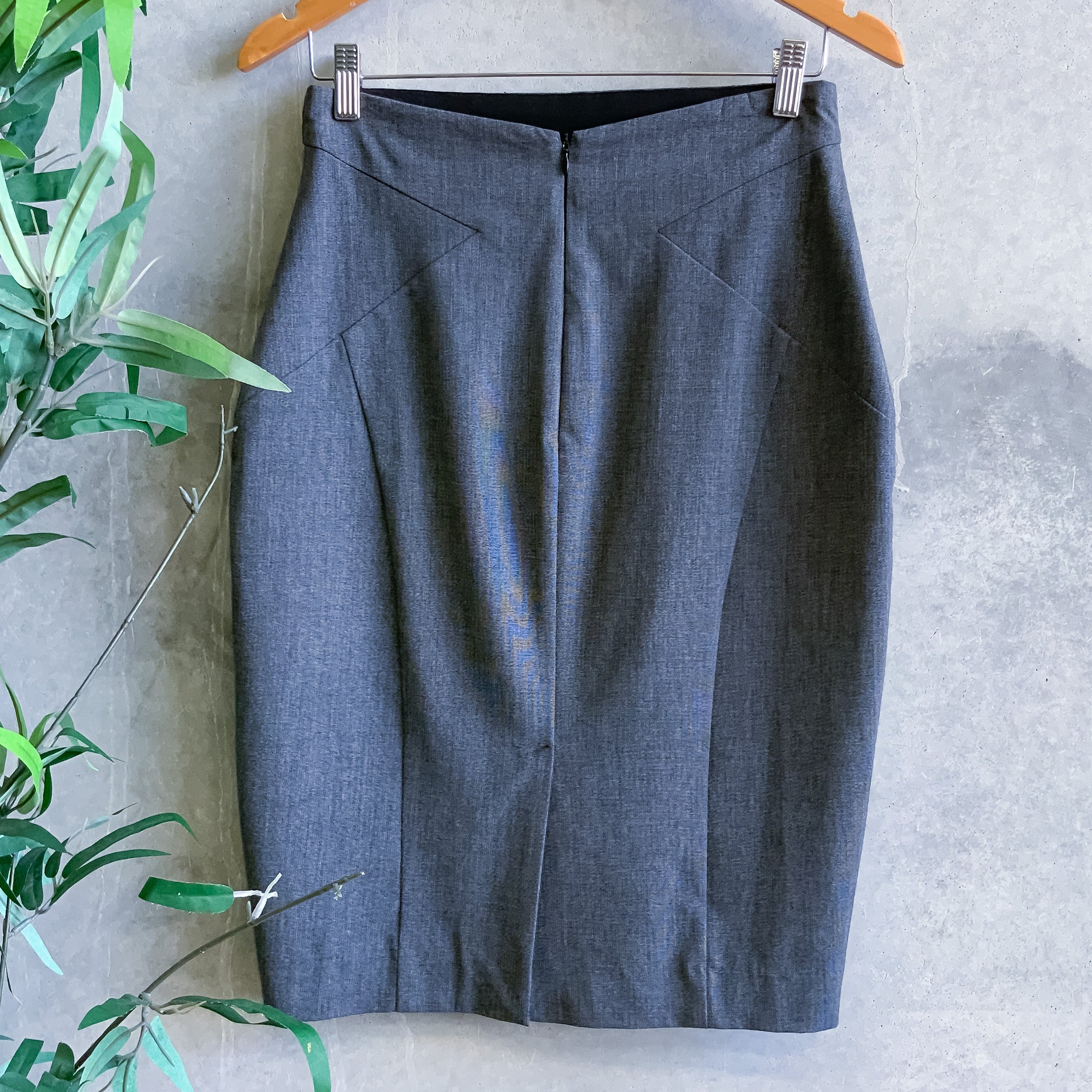 CUE CITY High Waisted Marle Grey Pencil Skirt - Size 10