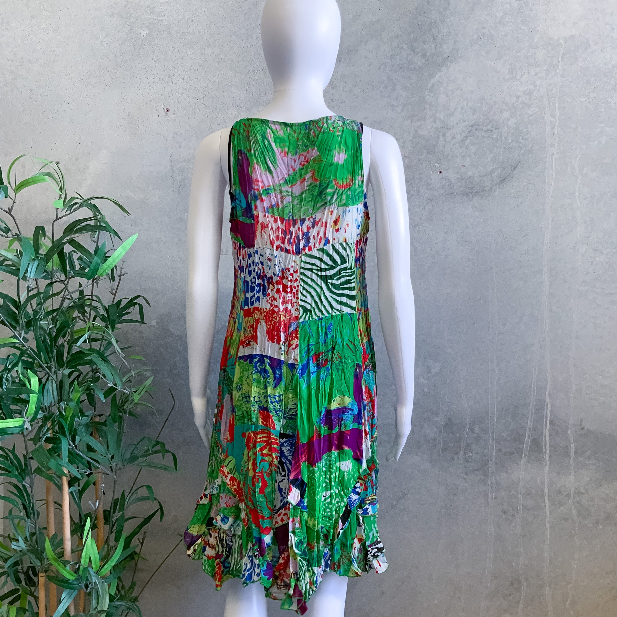 BNWT PATRICE BREAL Green Studded Lion Print Dress - Size AU 8