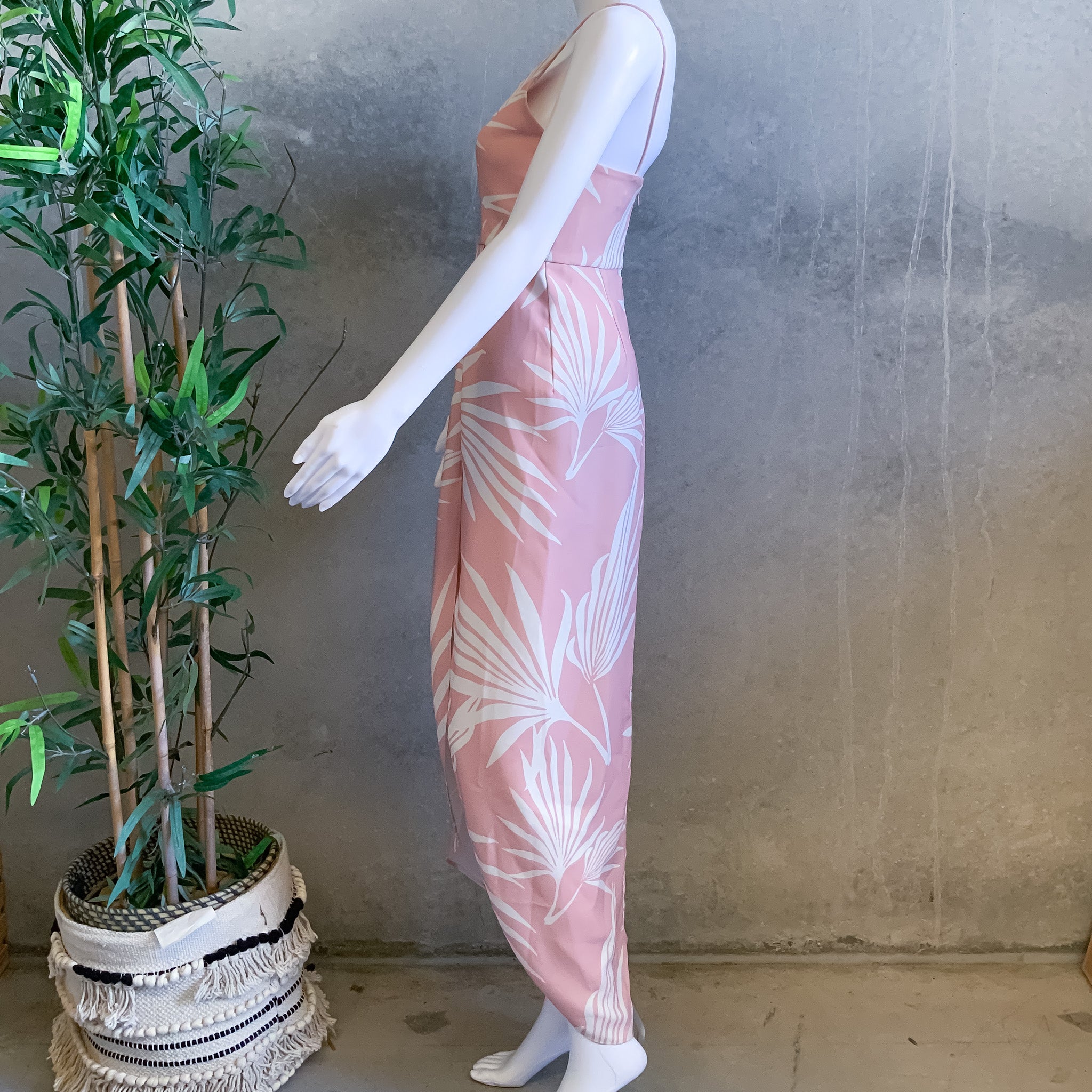 GRACE WILLOW Womens Pink Palm Print Cross Front Dress - Size 8
