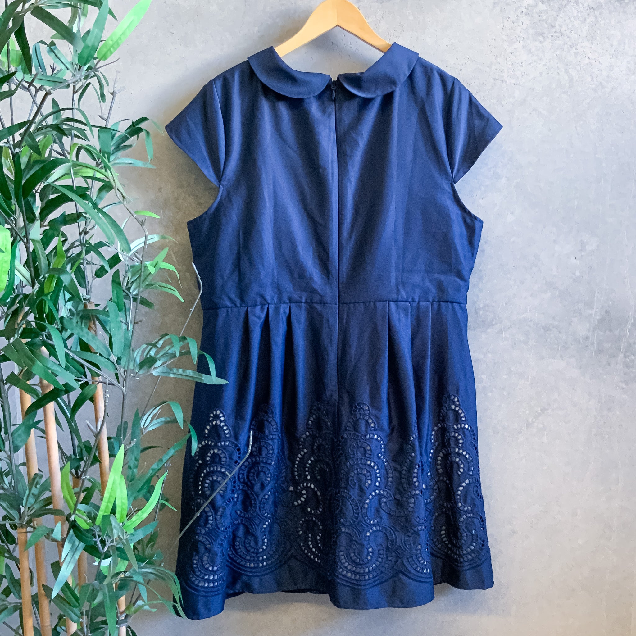 CHI CHI Blue Laser Cut Collared Fit & Flare Paty Dress - Size 22