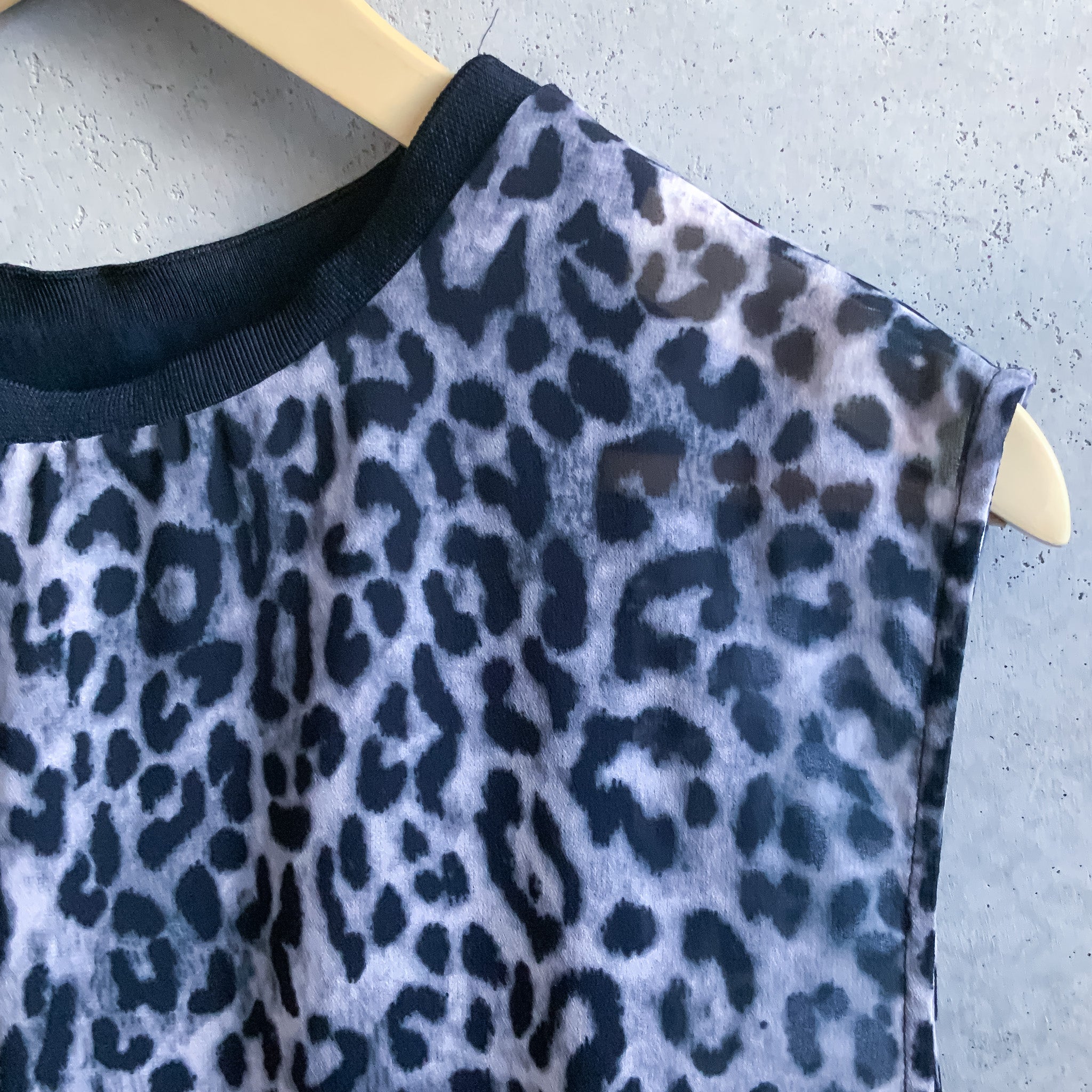 FOREVER NEW Black and Grey Leopard Print Muscle Top - Size 10