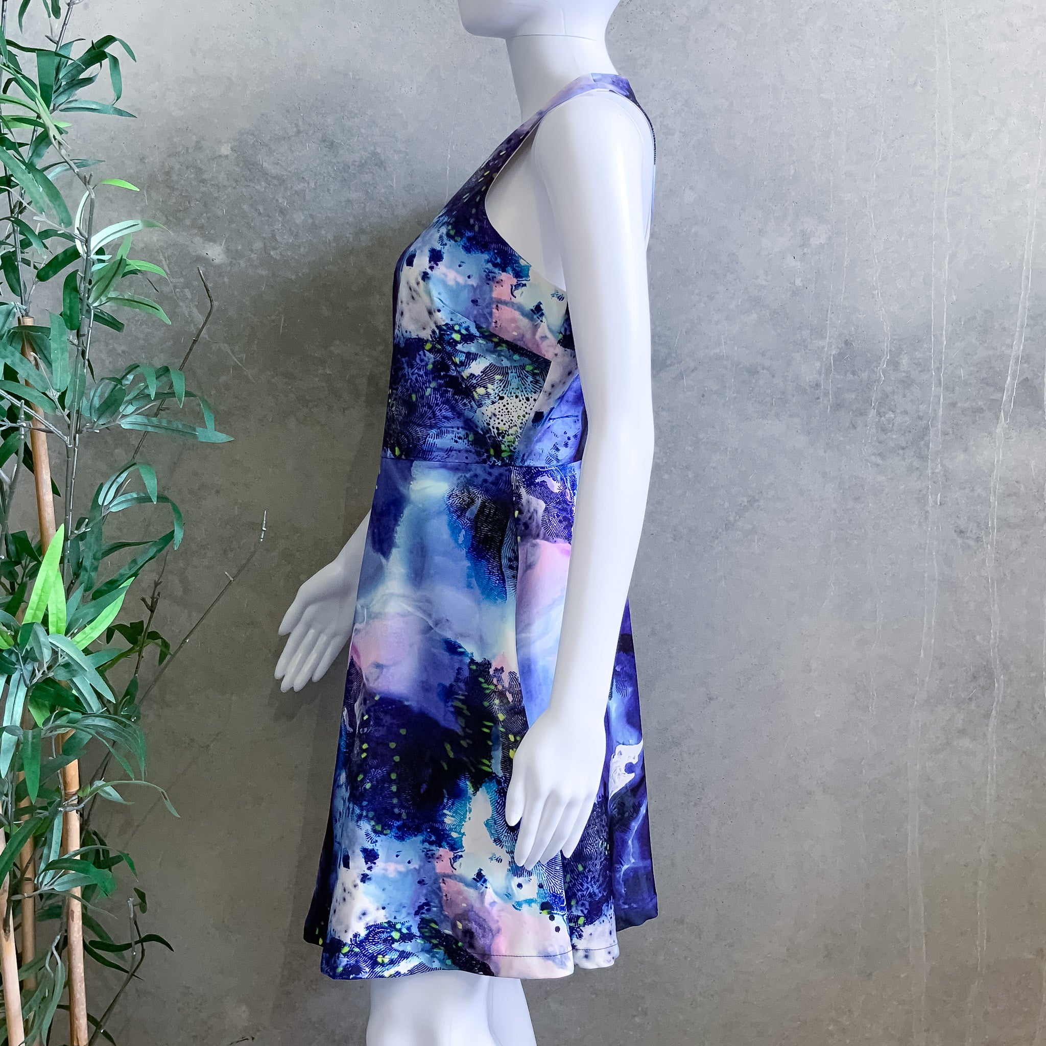 BLUEJUICE Galaxy Print Sleeveless Round Neck Mini Dress - Size 12