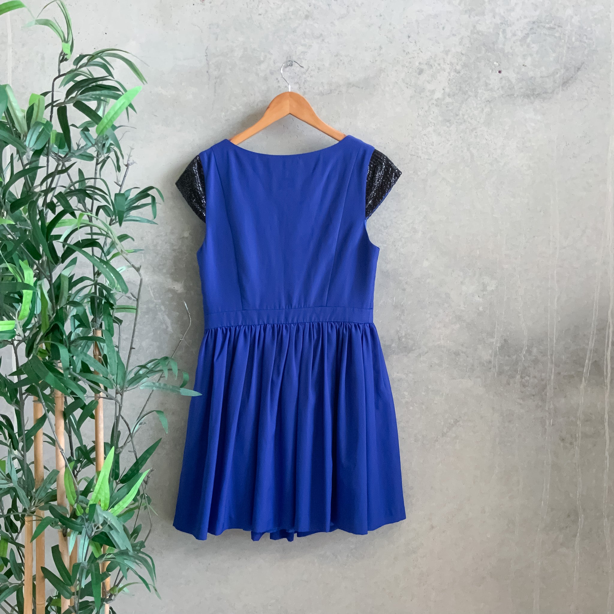 BLUEJUICE Cobalt Blue Capped Sleeve Fit & Flare Party/Cocktail Mini Dress- Size 12