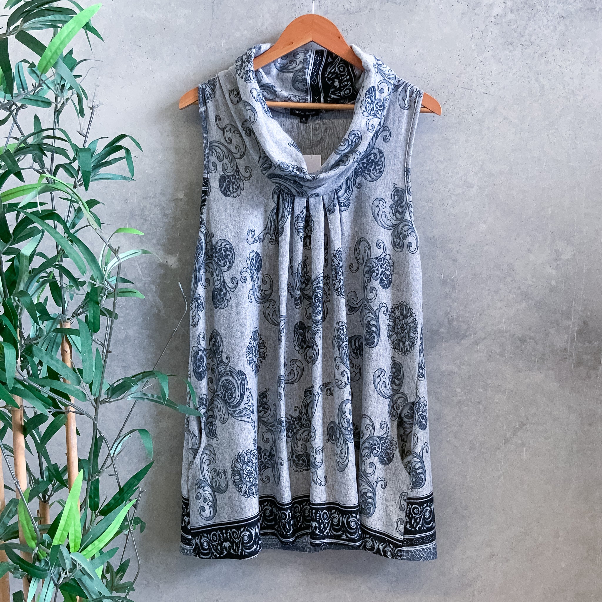 CAROLINE MORGAN Grey Roll Neck Knit Mini Dress/Tunic Top - Size 16