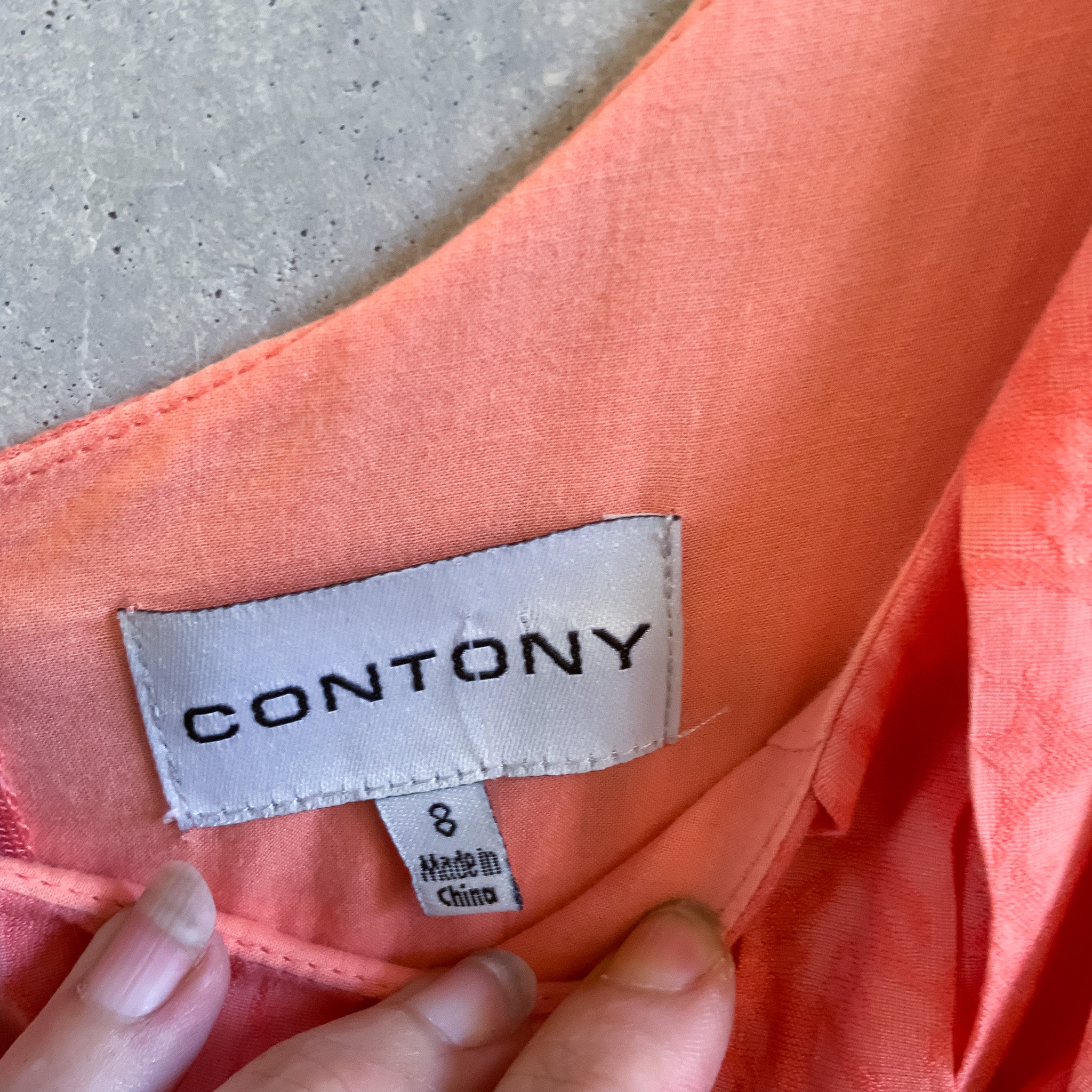 COTONY Sweet Apricot Colour Floral Print Fit & Flare Dress - Size 8