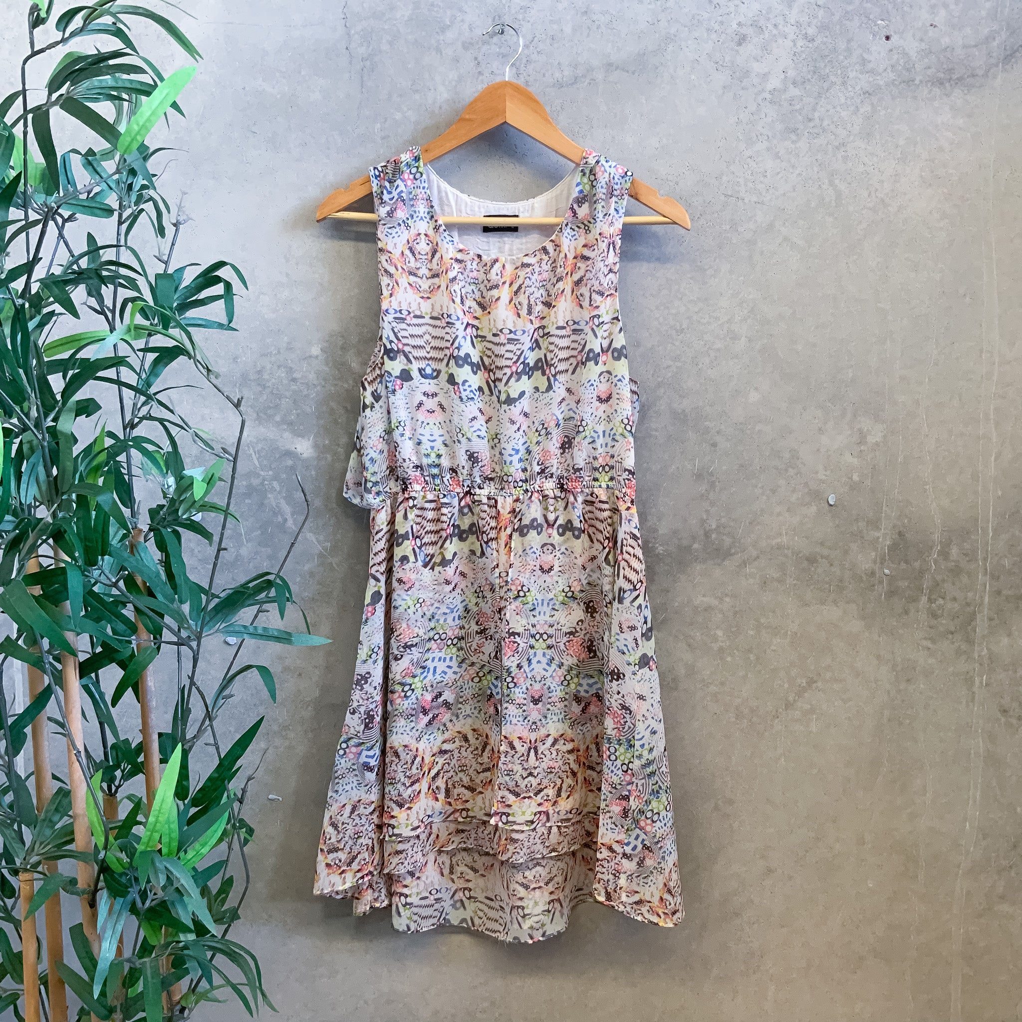DOTTI Multicolored Abstract Print Sleeveless Casual Mini Dress - Size 10