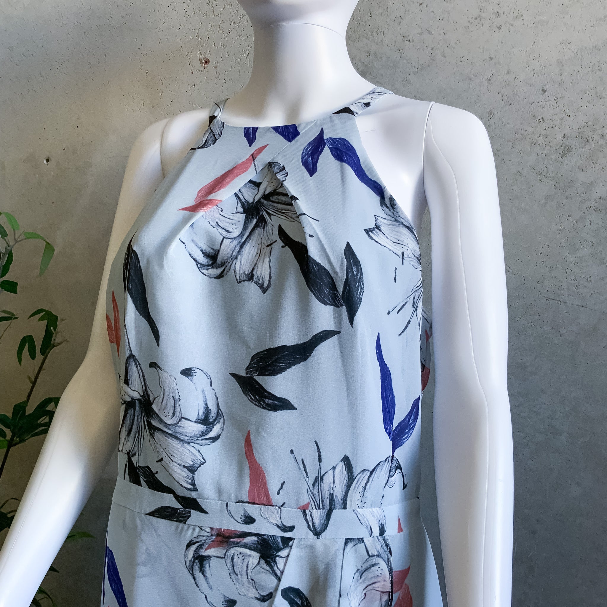COOPER ST Blue Sleeveless Halter Floral Print Midi Dress - Size 14