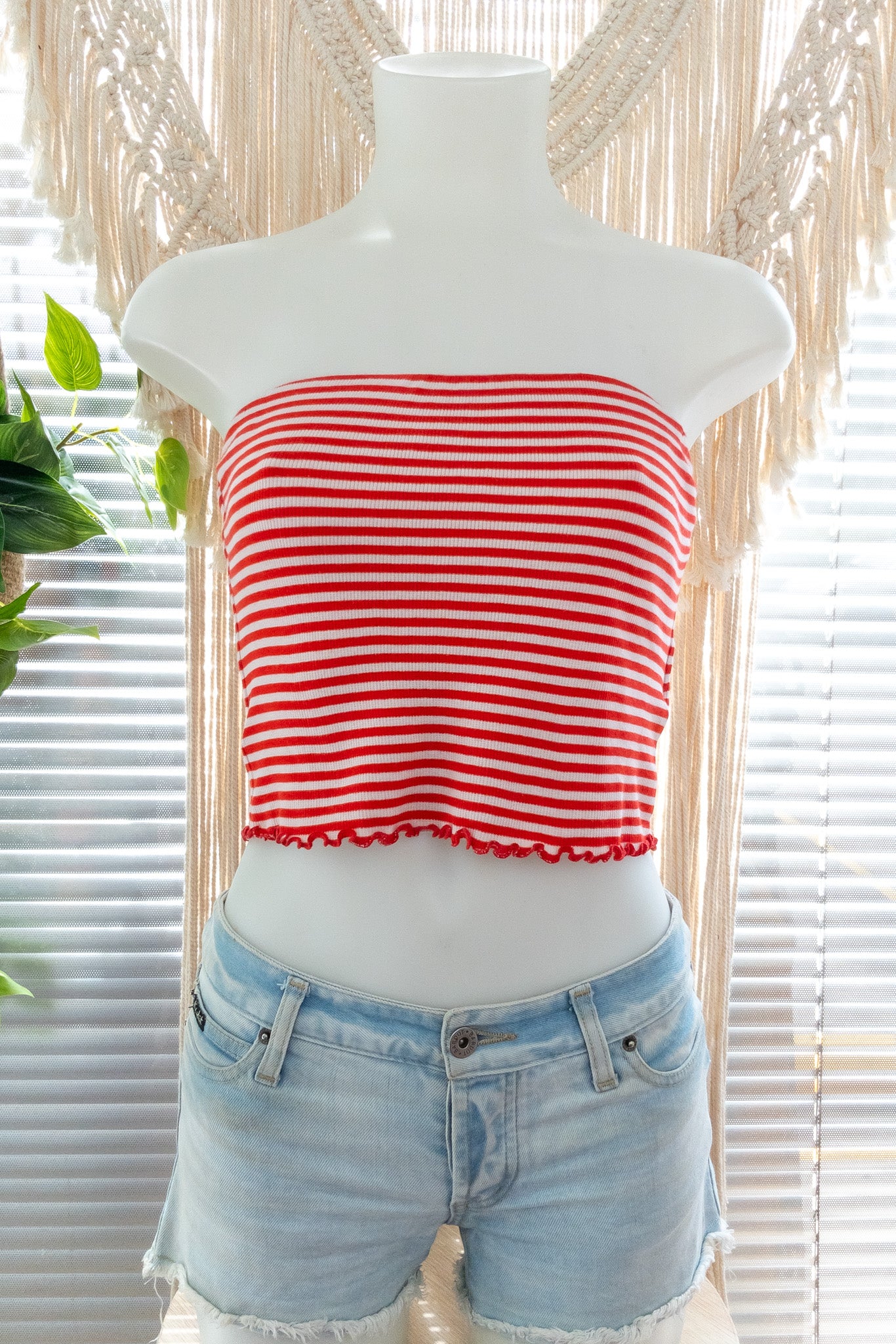 KOOKAI Red & White Striped Boob Tube Top - Size 2 (AU10) – The