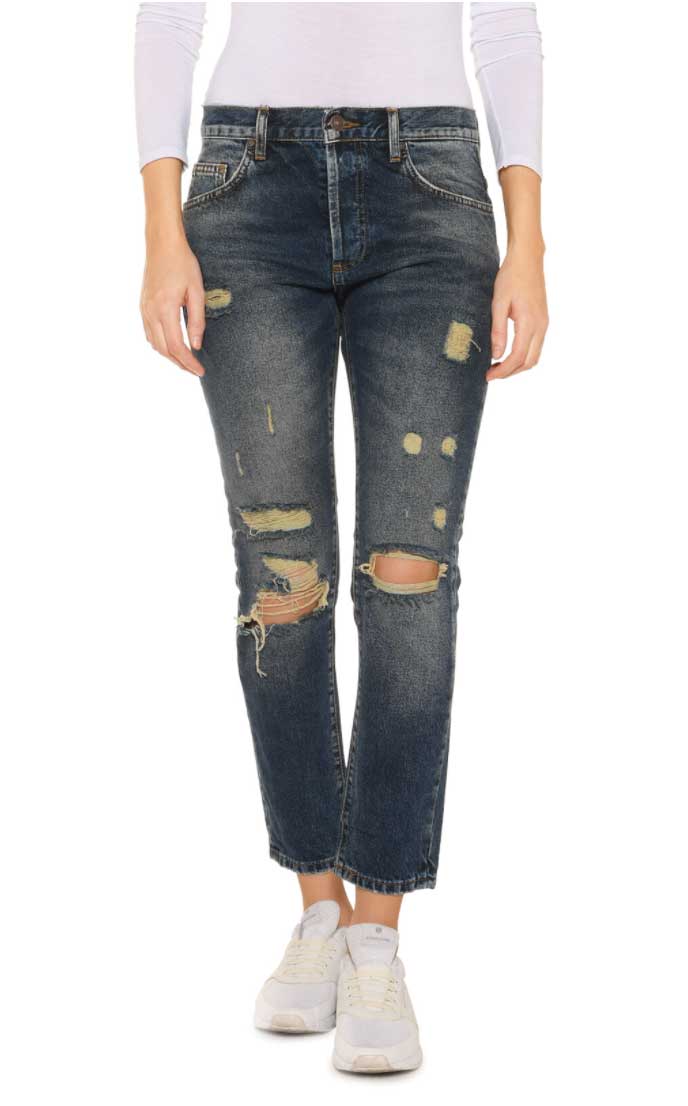 LTB Sanvi Boyfriend Style Dark Distressed Wash Jeans - Size 29"