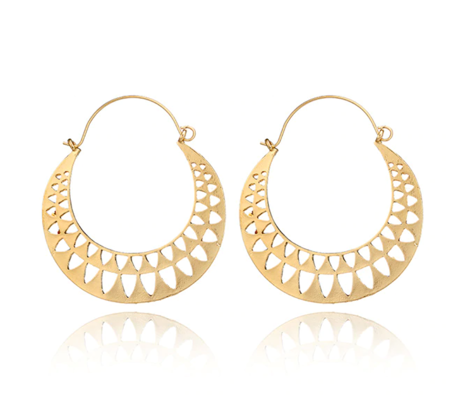 Bohemian Style Geometric Hoop Earrings - Gold
