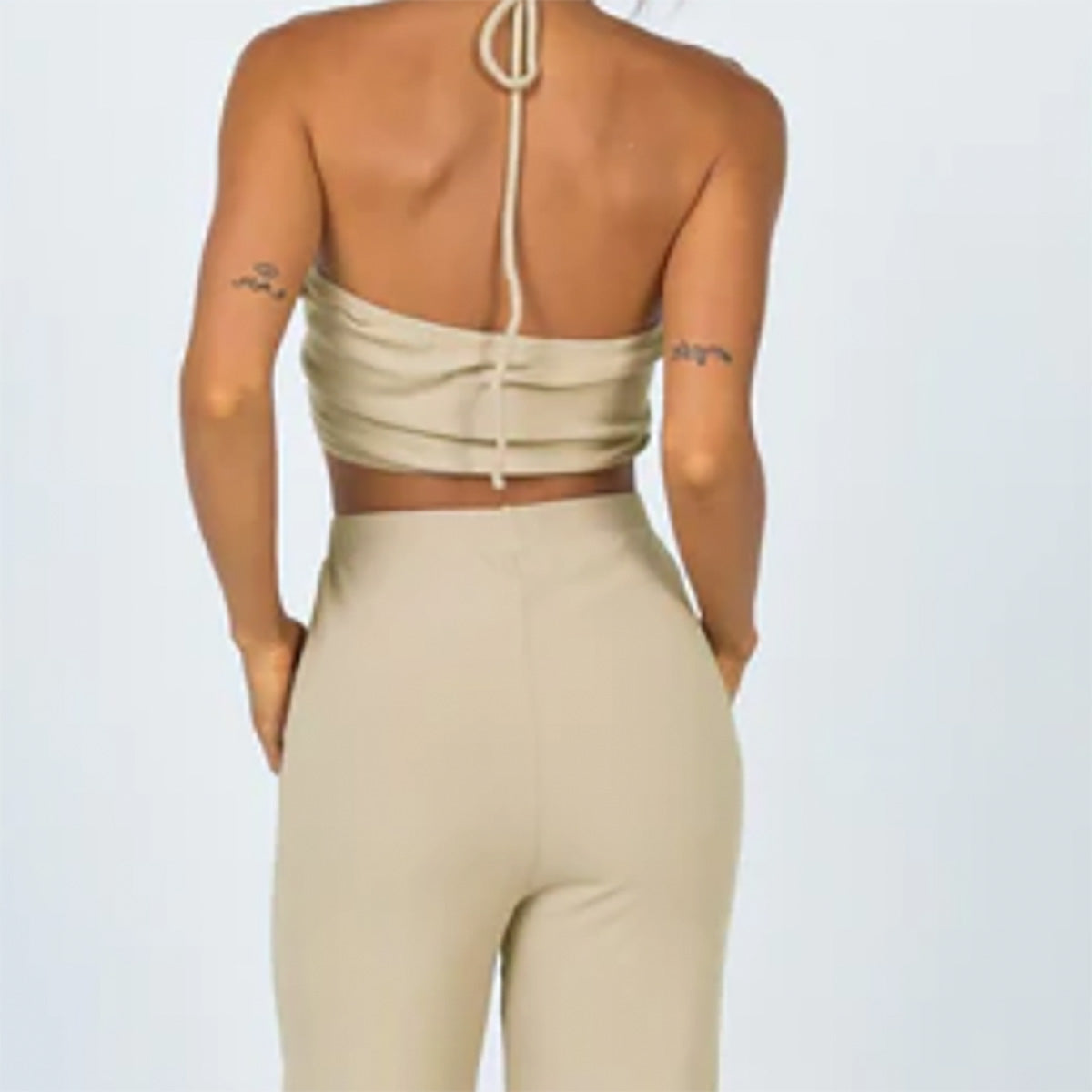 BNWT Princess Polly Latiana Ribbed Crop Top - Beige Size 10